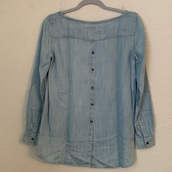 Softened Loft Oversized Long Sleeve Blue Women’s Shirt Size S - Picture 1 of 10